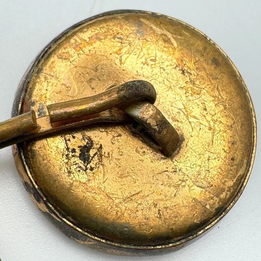 Vintage Gold Tone Ship Design Round Button Cufflinks With Chain Link Style